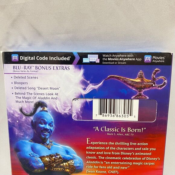 Aladdin Blu-ray DVD And Digital Copy 2019 With Case - Picture 5 of 14